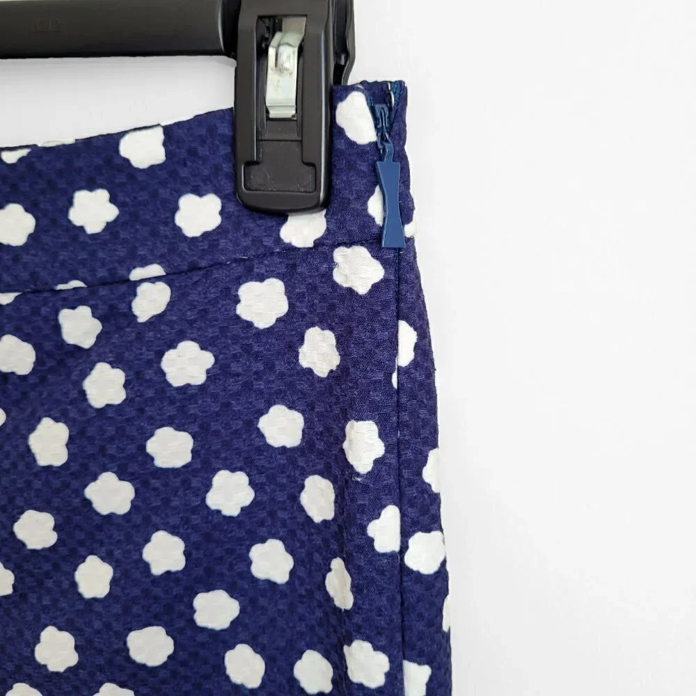 NWT Kate Spade Blue Jacquard Cloud Polka Dot High Waisted Cropped Pants
